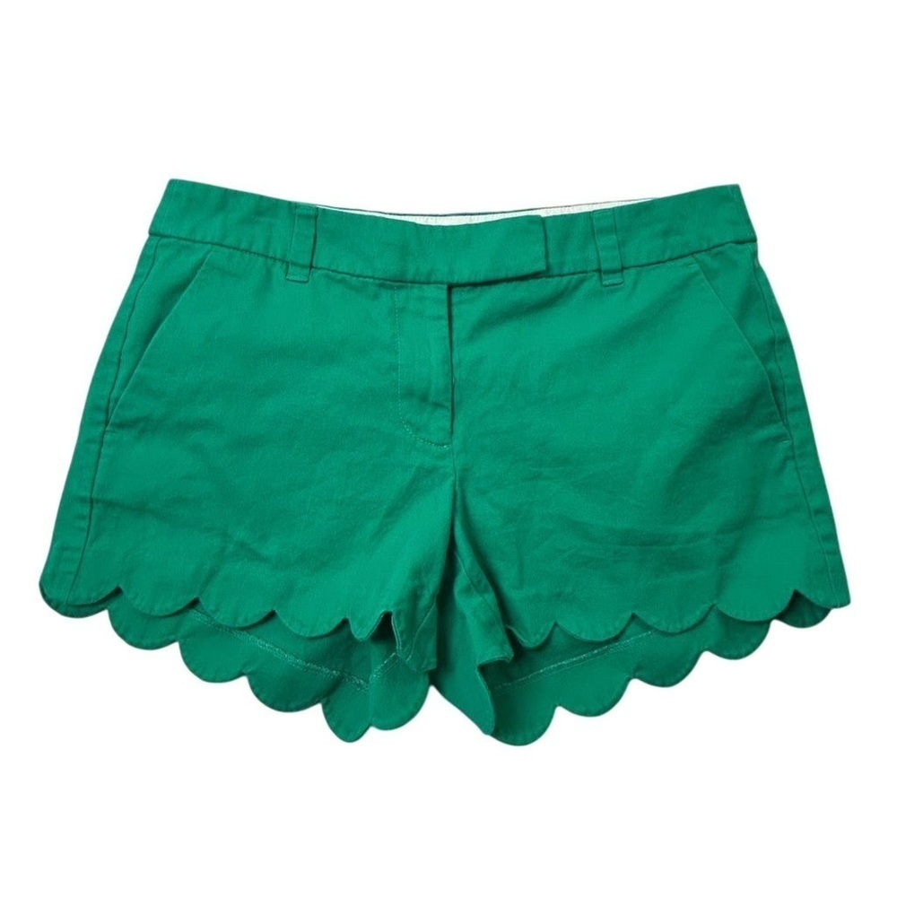 J.Crew Women's Green‎ Scallop Hem Chino Shorts Size 4 Casual Summer